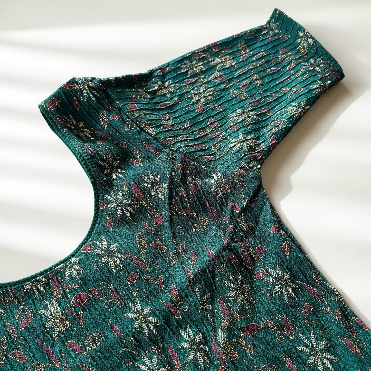 Floral Green Stretchable Festive Blouse | Ready-to-Wear Blouse