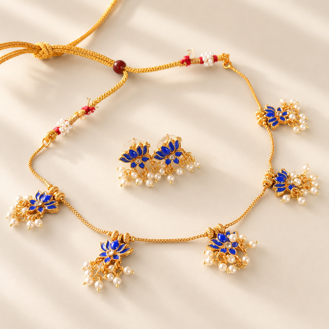 Blue Lotus Necklace & Earring Set