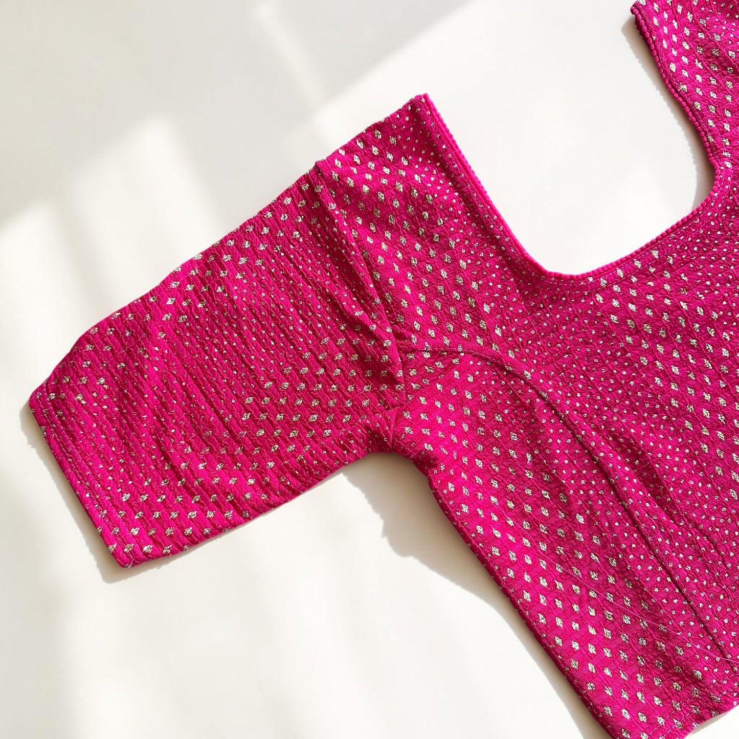 Rani Pink Stretchable Festive Blouse | Ready-to-Wear Cotton Blouse