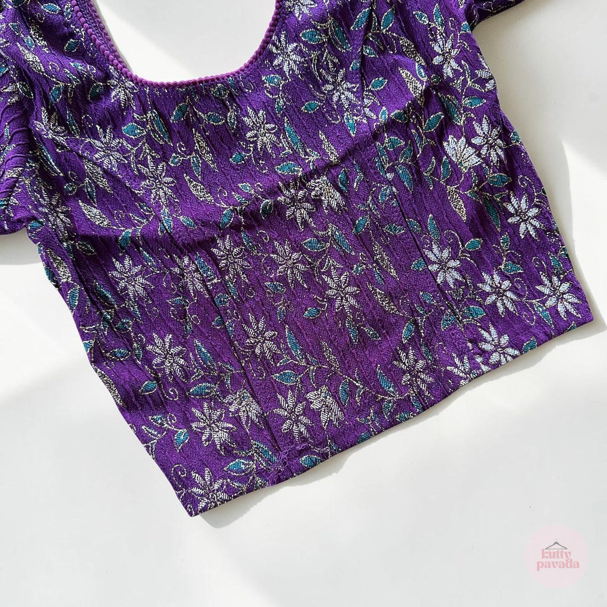 Floral Purple Stretchable Festive Blouse | Ready-to-Wear Blouse