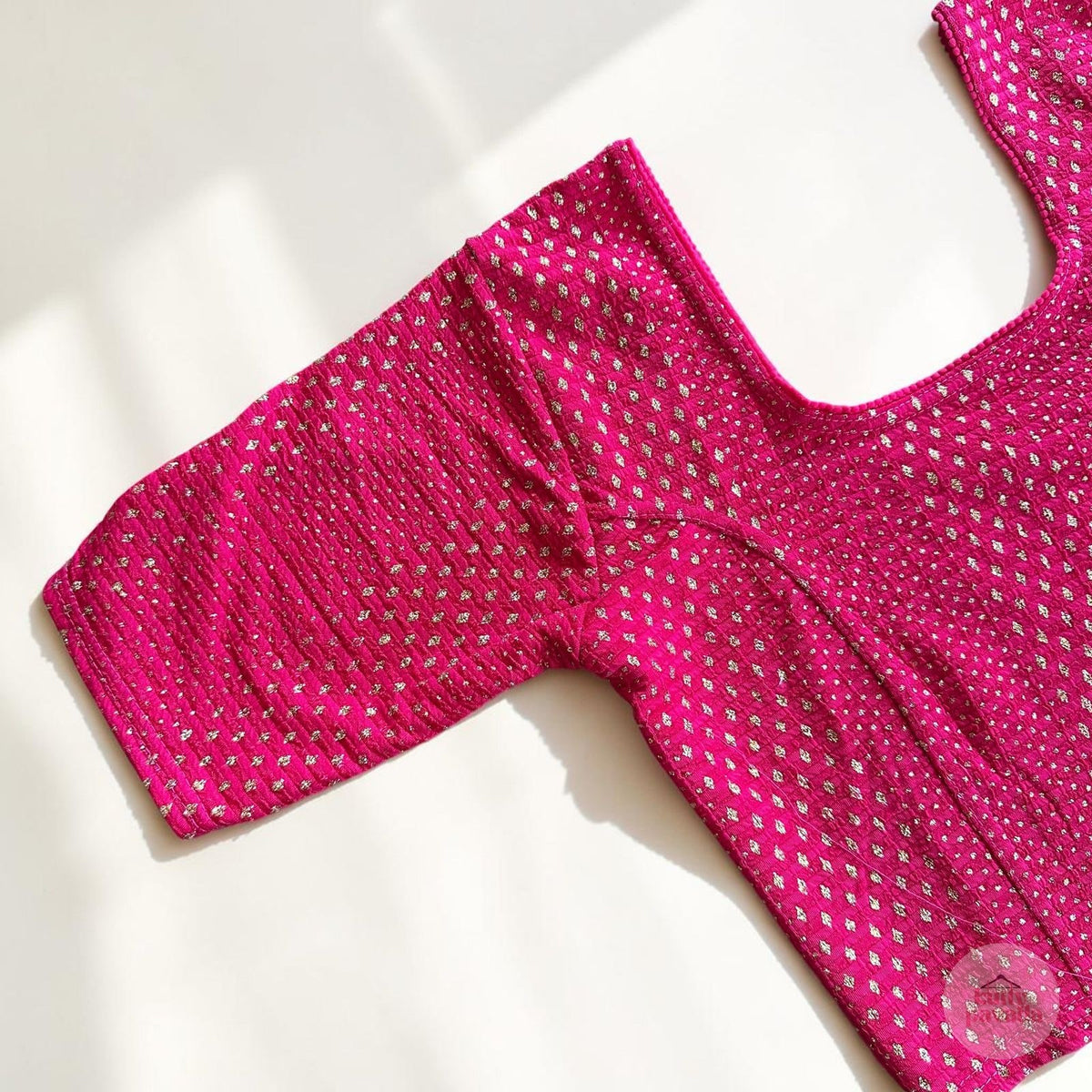 Rani Pink Stretchable Festive Blouse | Ready-to-Wear Cotton Blouse