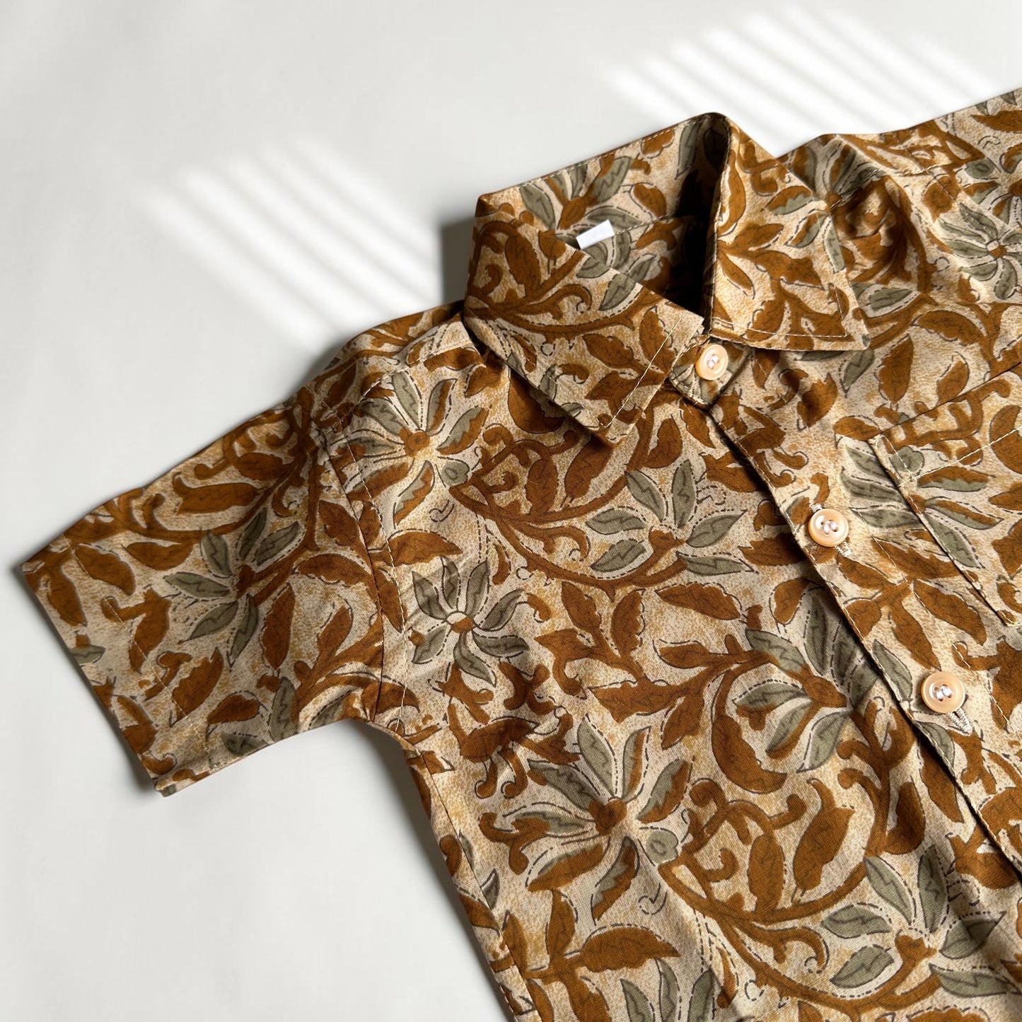 Mustard Floral Boys Traditional Shirt
