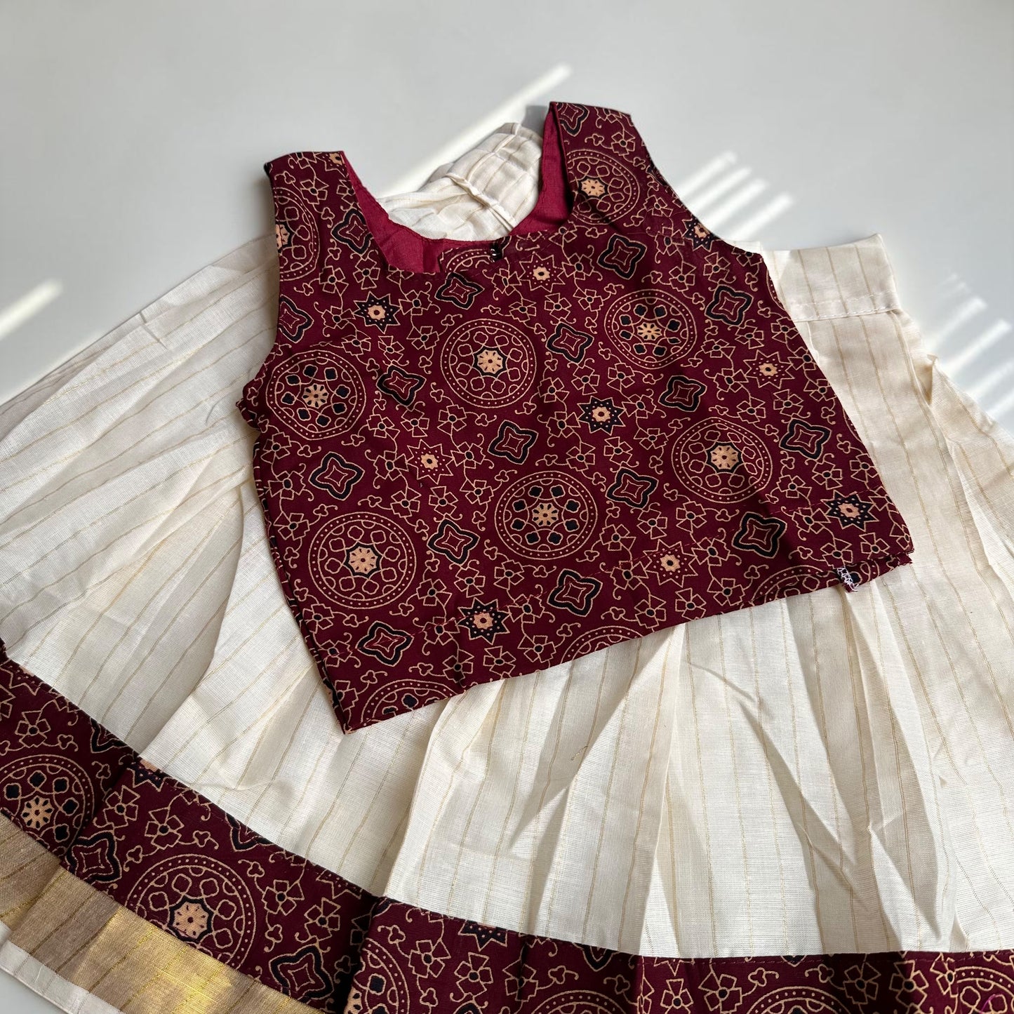 Ajrakh Bloom Girls Skirt and Top Set