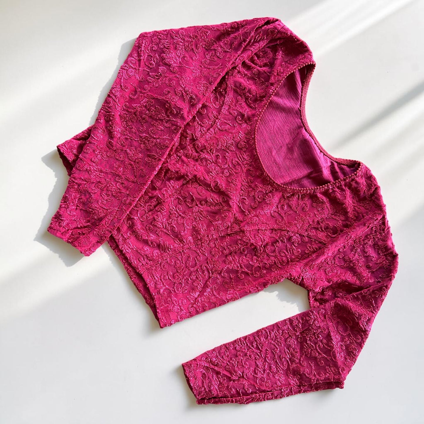 Red Velvet Stretchable Festive Blouse | Ready-to-Wear Blouse