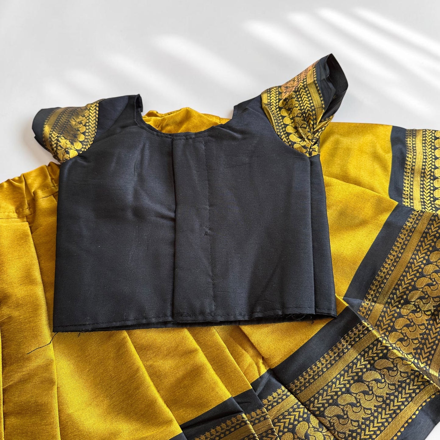 Black and Gold Zari Pattu Pavada Set