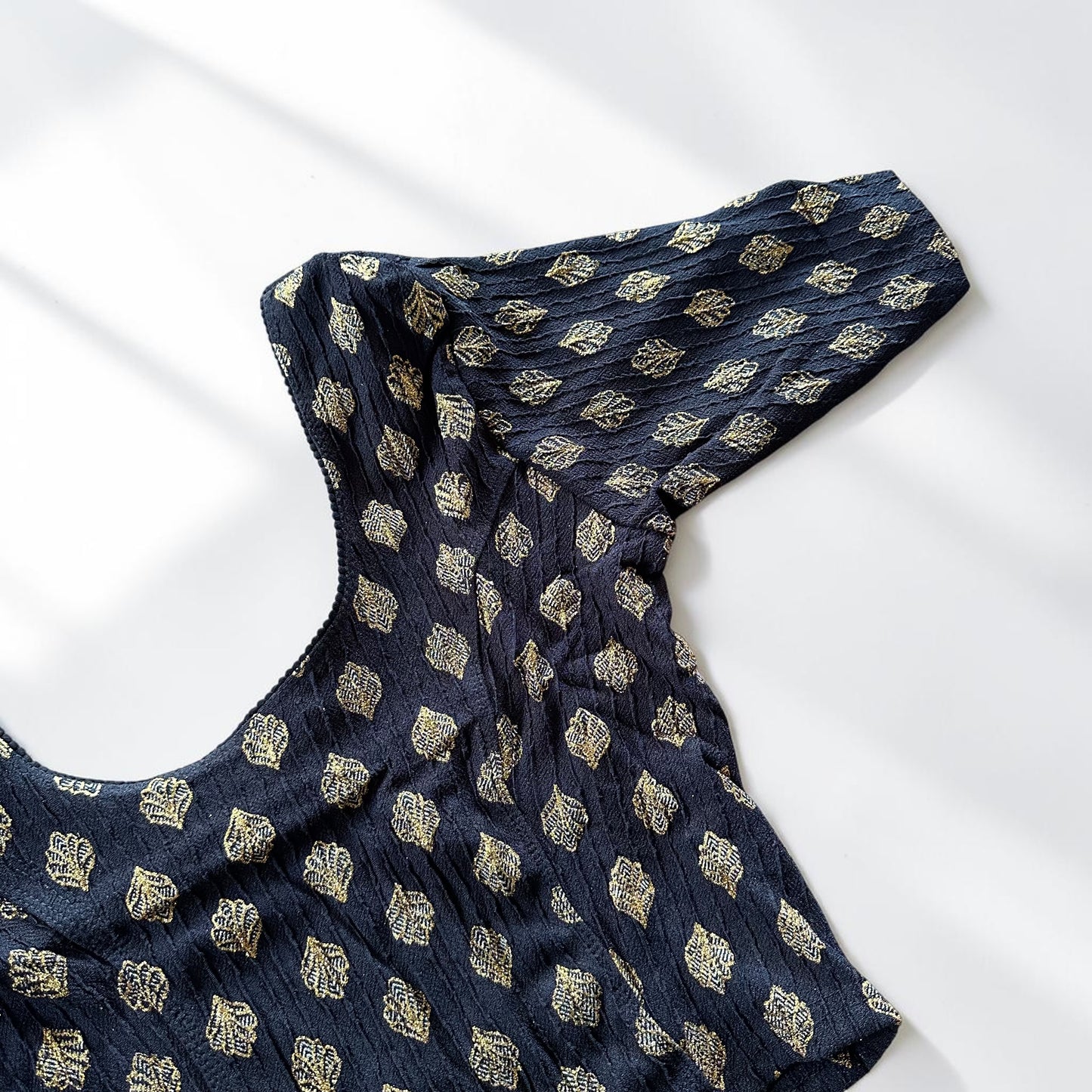 Black & Gold Stretchable Festive Blouse | Ready-to-Wear Blouse