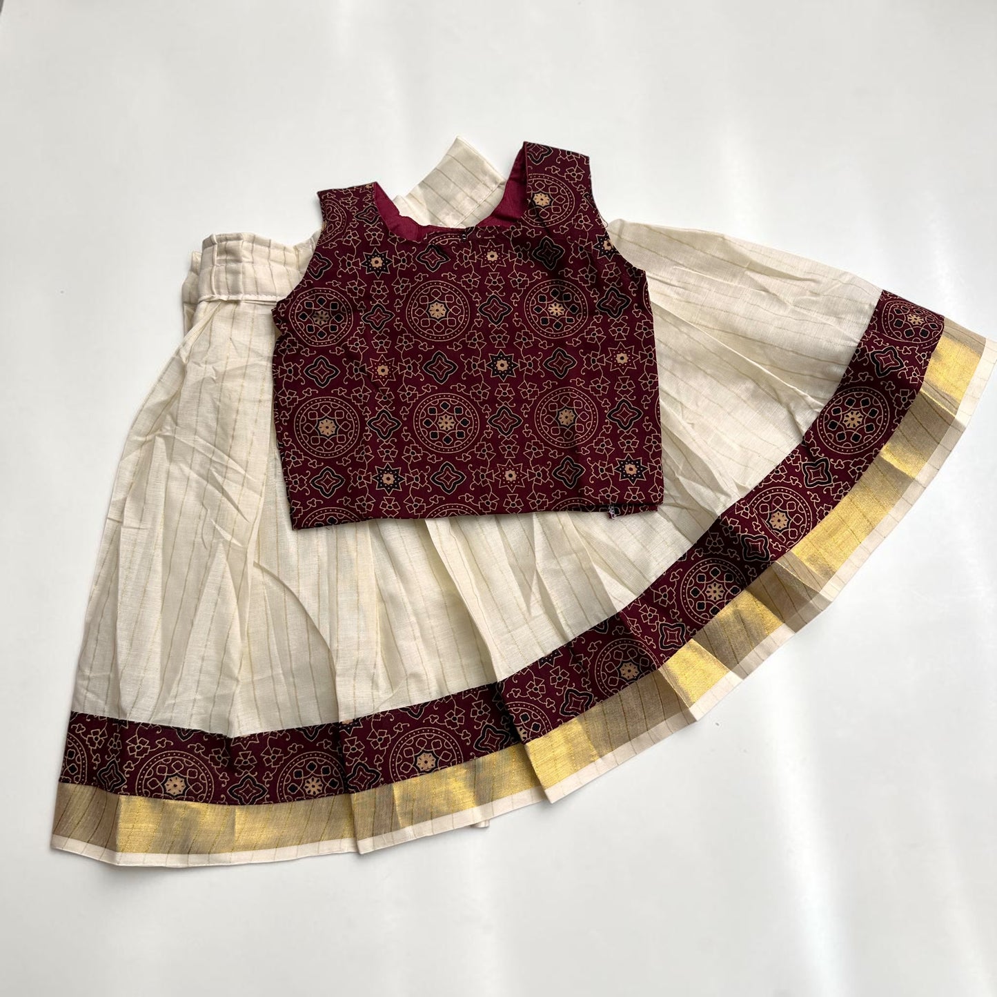 Ajrakh Bloom Girls Skirt and Top Set
