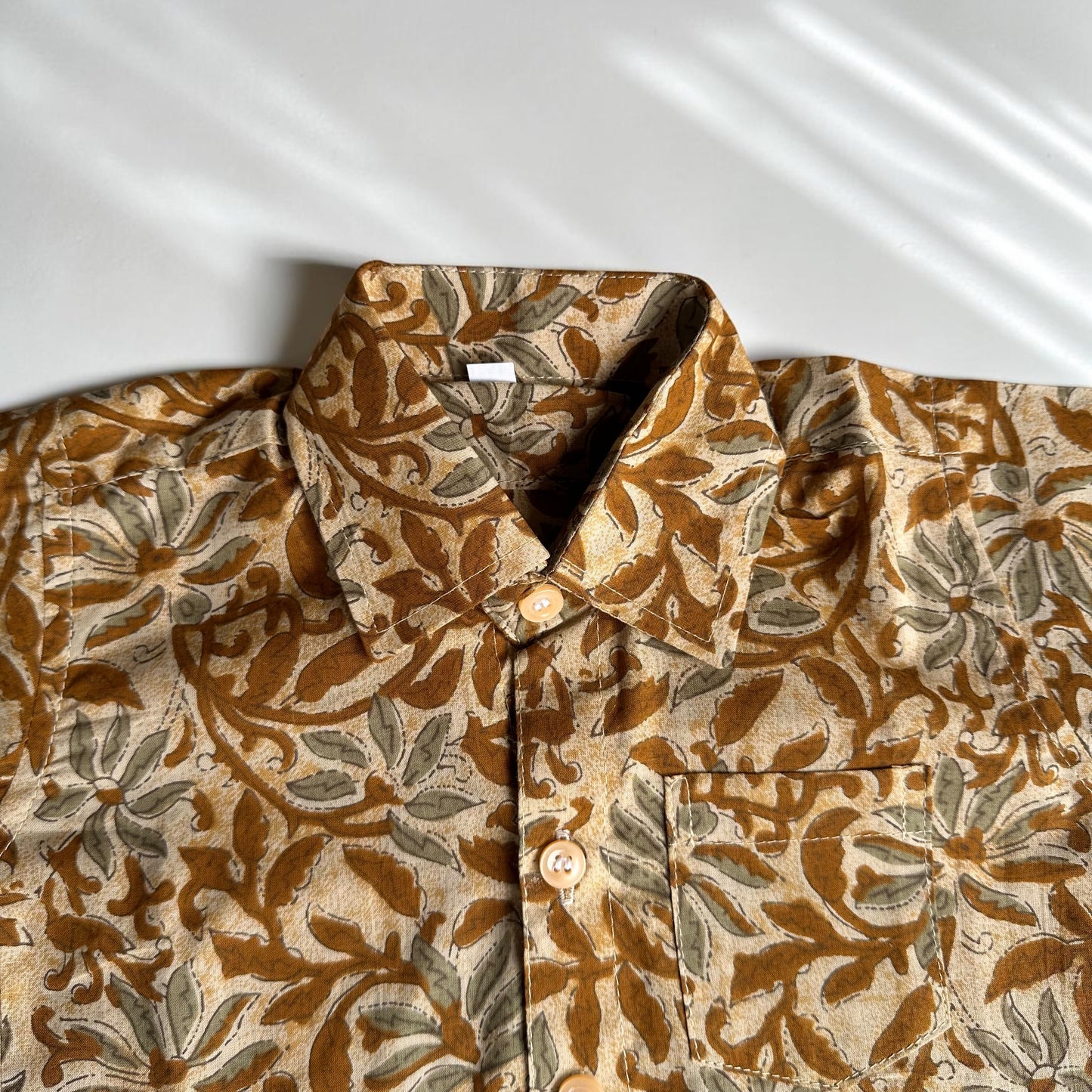 Mustard Floral Boys Traditional Shirt