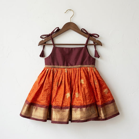 Diwali Sunset Pattu Frock