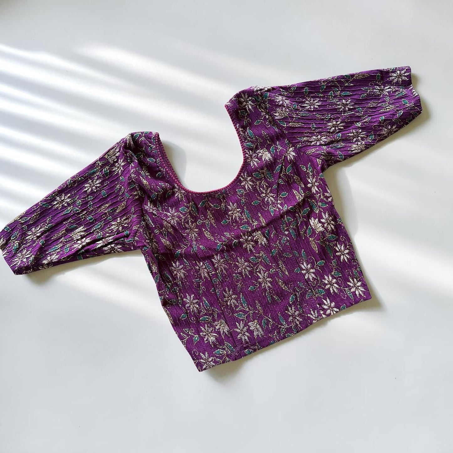 Floral Purple Stretchable Festive Blouse | Ready-to-Wear Blouse