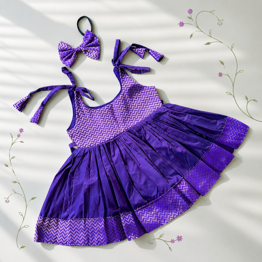 Purple Jacquard Baby Festive Frock