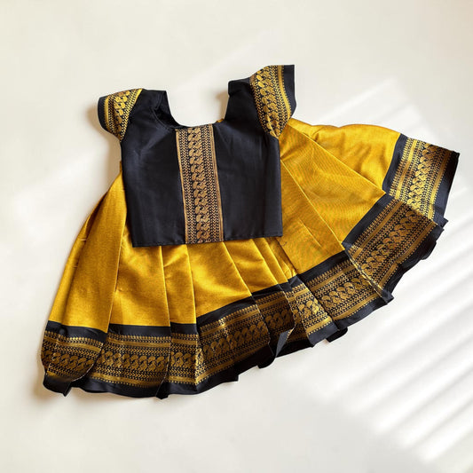 Black and Gold Zari Pattu Pavada Set