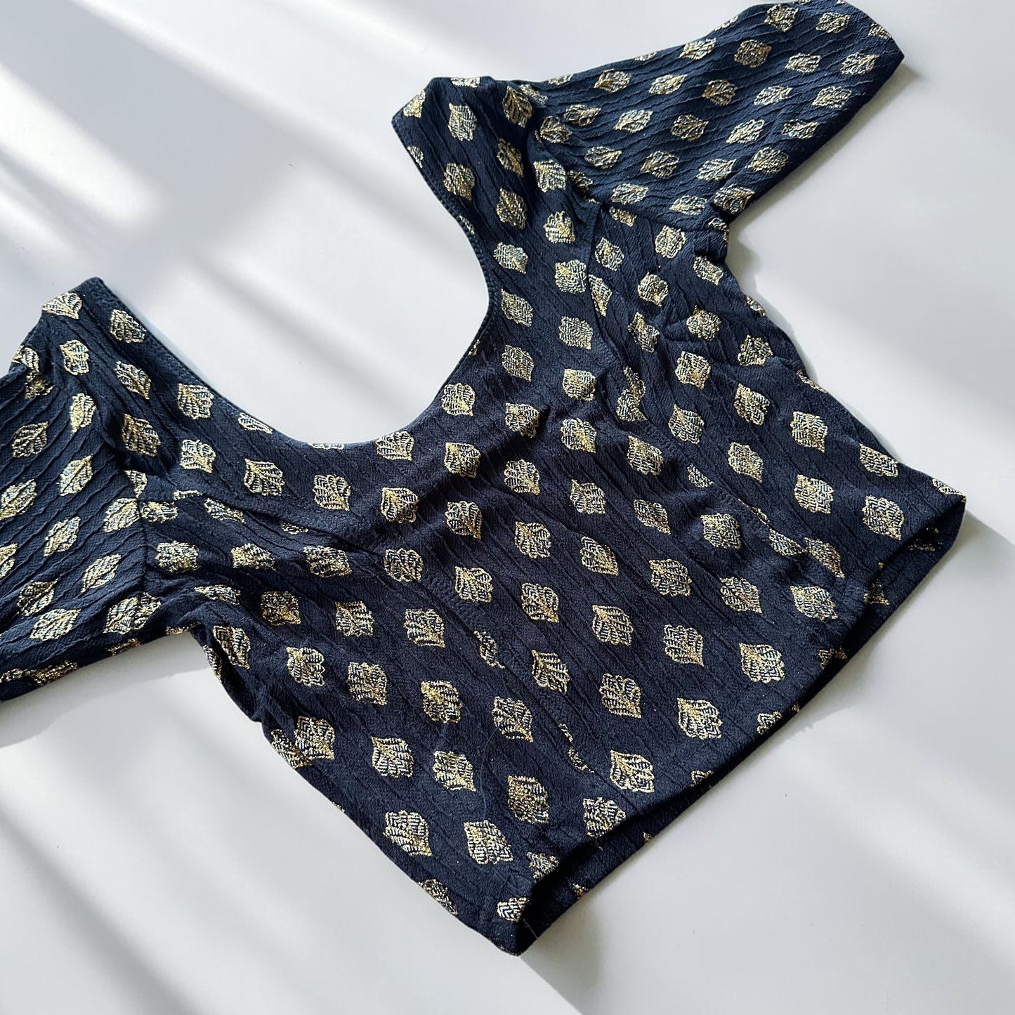 Black & Gold Stretchable Festive Blouse | Ready-to-Wear Blouse