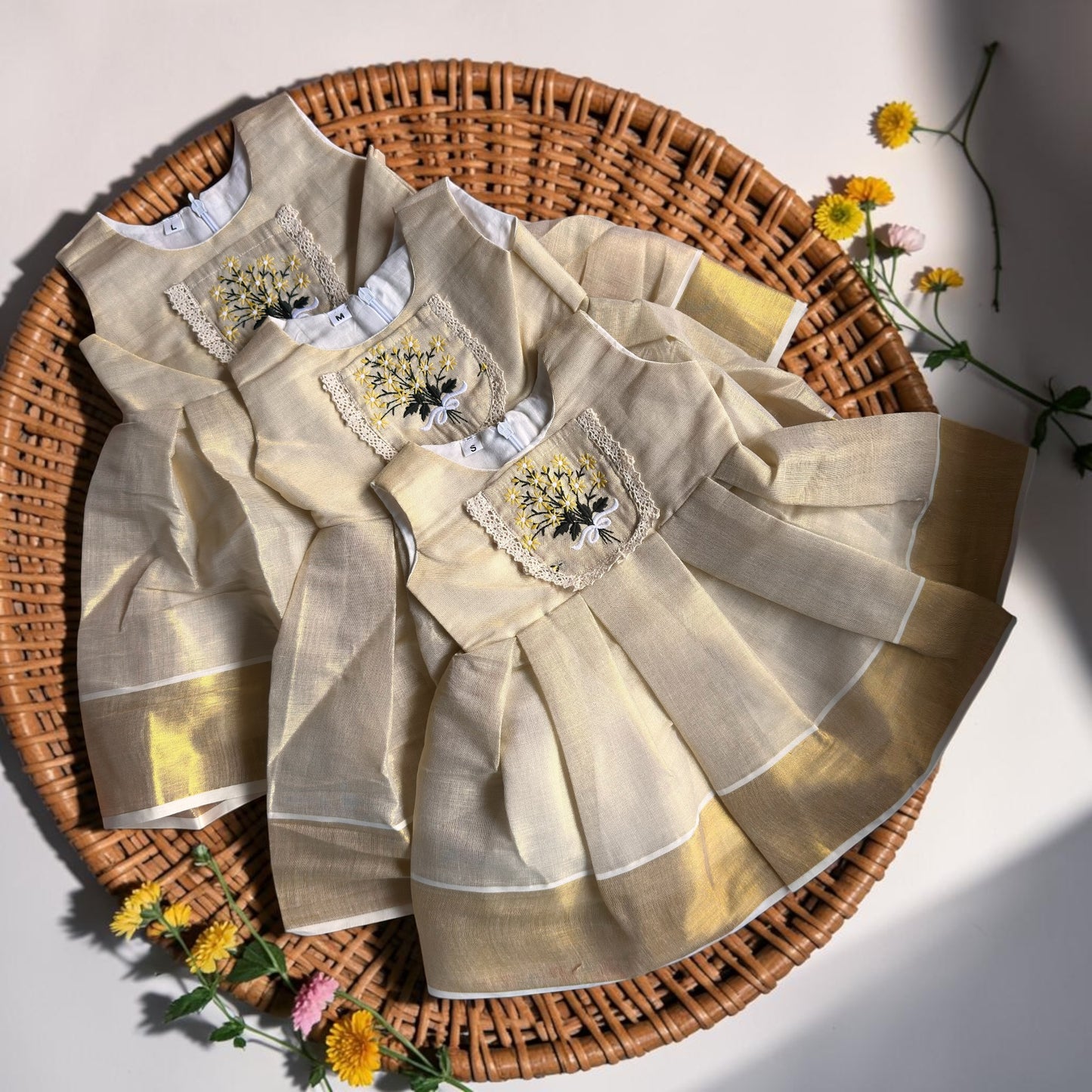 Golden Onam Tissue Frock