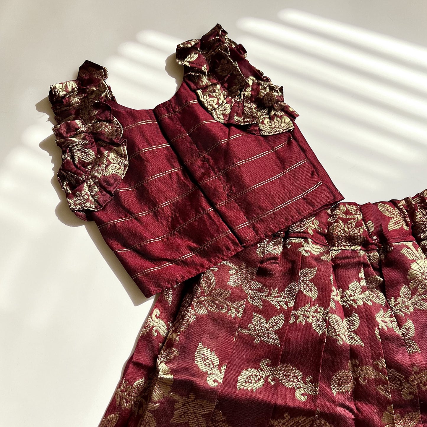 Royal Maroon Ruffle Sleeve Set
