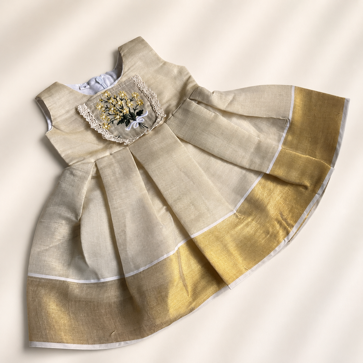 Golden Onam Tissue Frock
