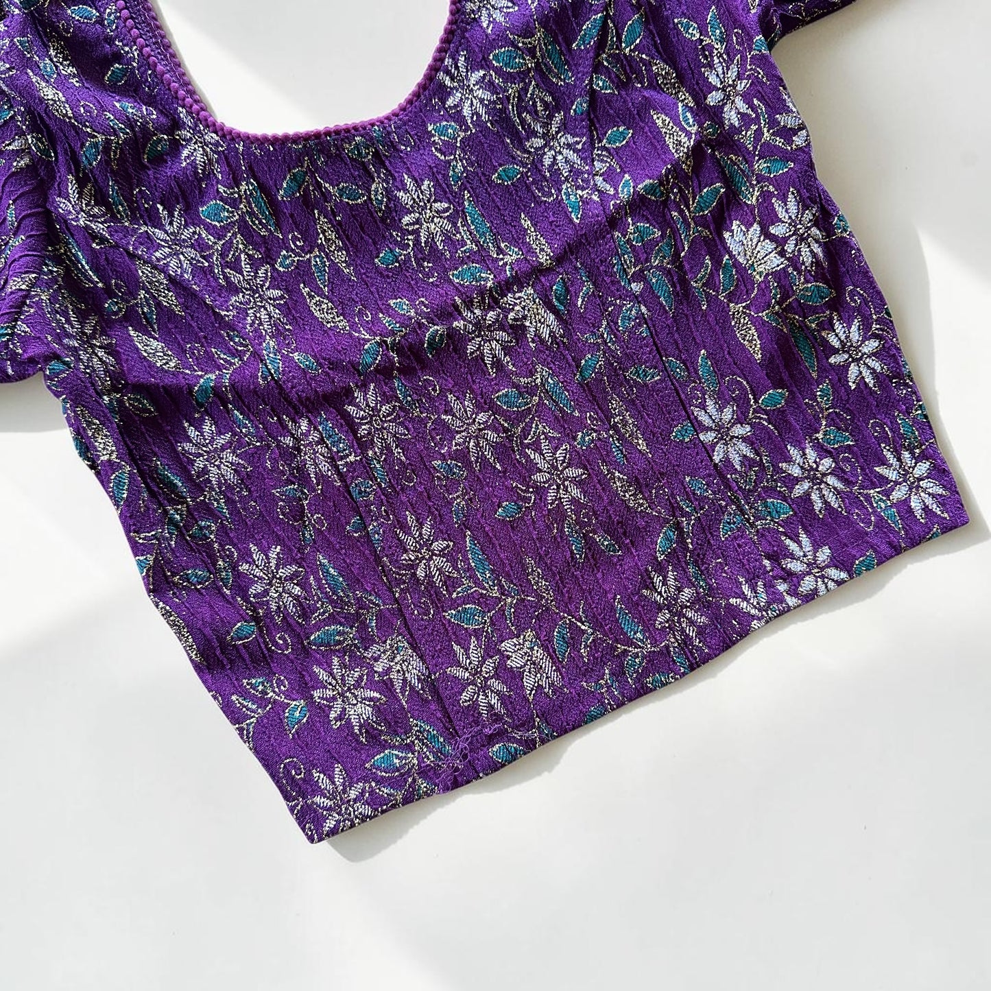 Floral Purple Stretchable Festive Blouse | Ready-to-Wear Blouse