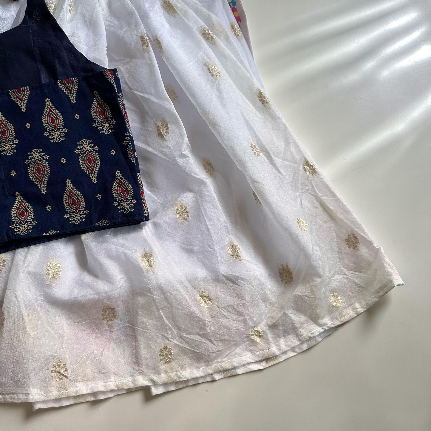 Midnight Ajrak Halter Top & Gold Butta Skirt Set