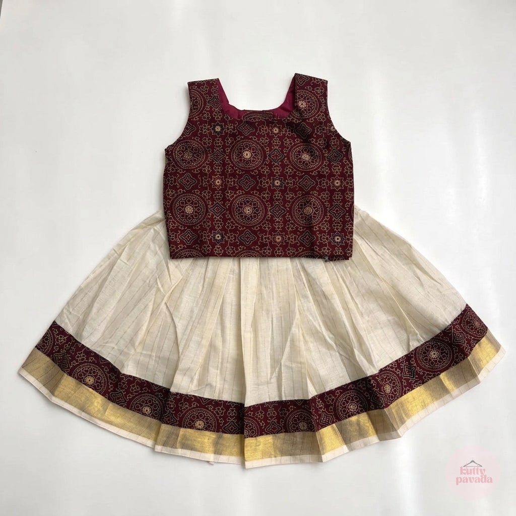 Ajrakh Bloom Girls Skirt and Top Set