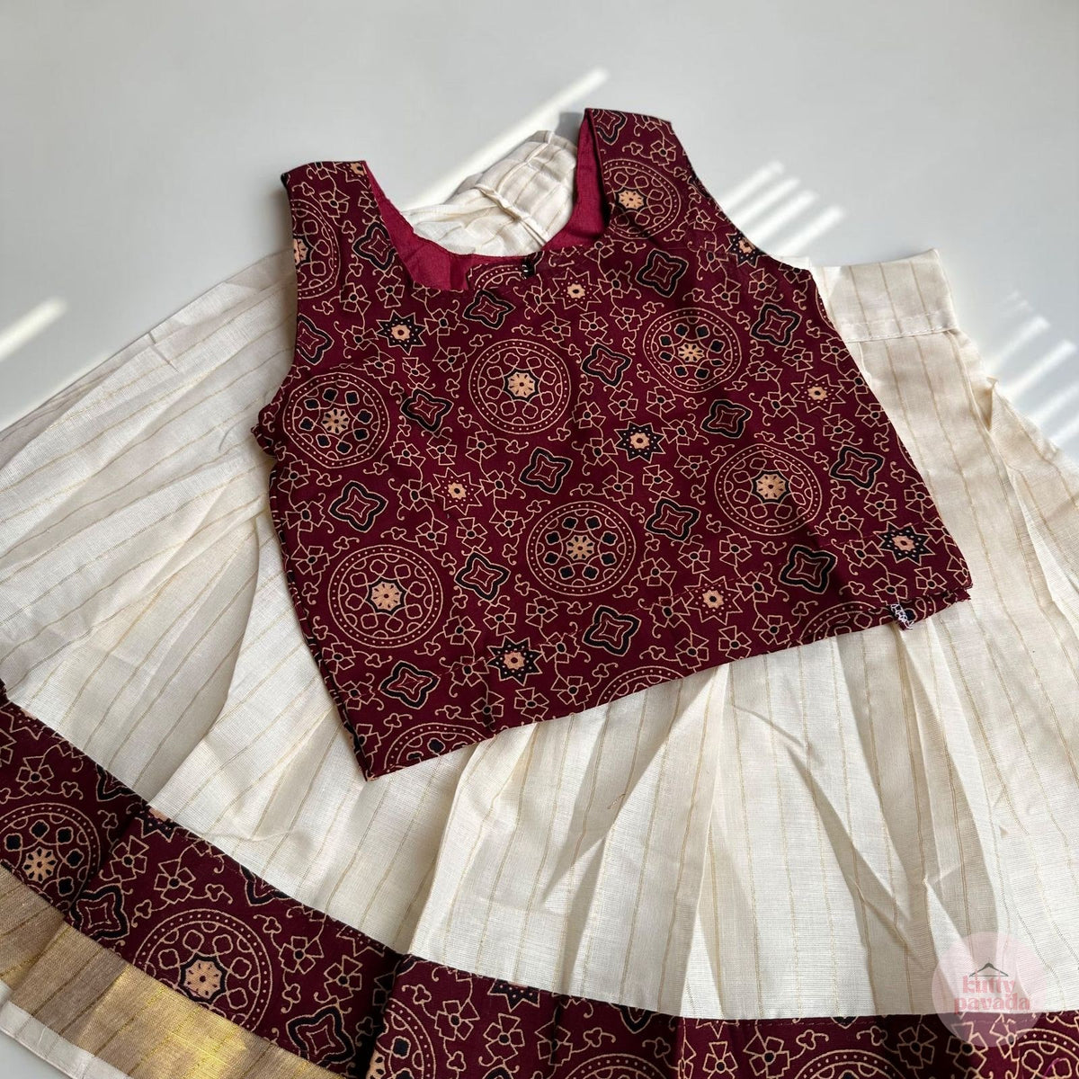 Ajrakh Bloom Girls Skirt and Top Set