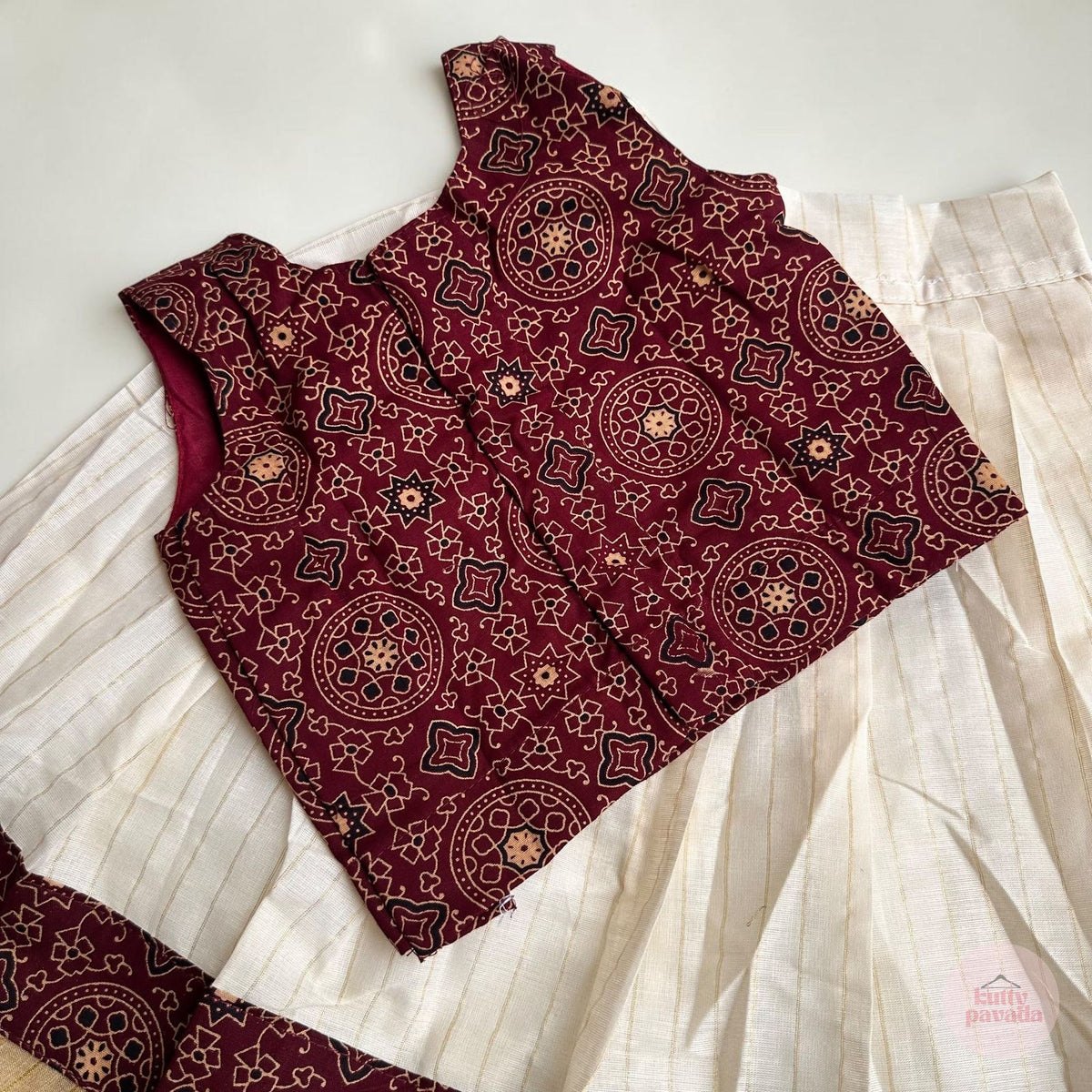 Ajrakh Bloom Girls Skirt and Top Set