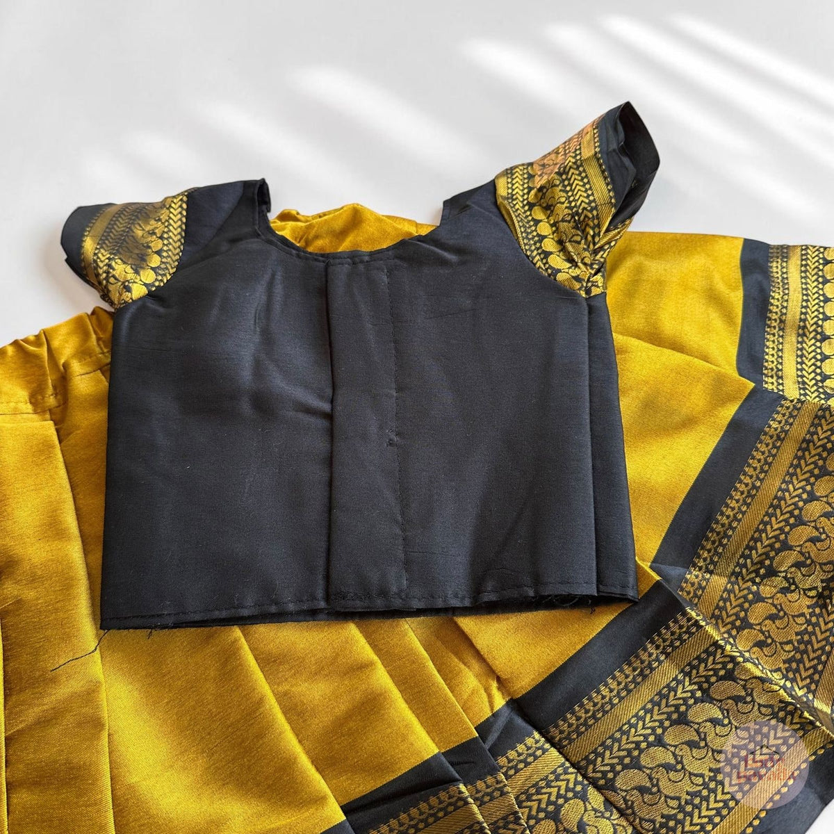 Black and Gold Zari Pattu Pavada Set