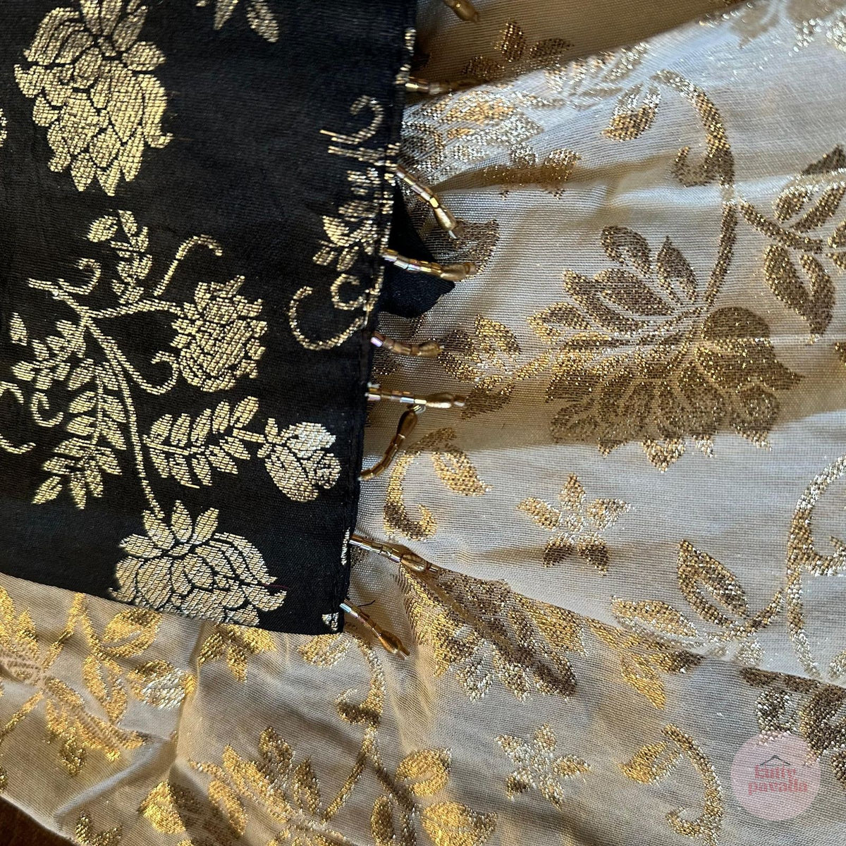 Black Brocade Top with Ivory Skirt Set