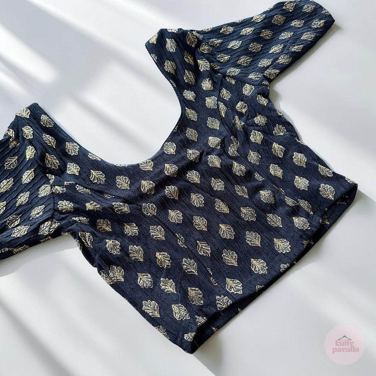 Black & Gold Stretchable Festive Blouse | Ready-to-Wear Blouse