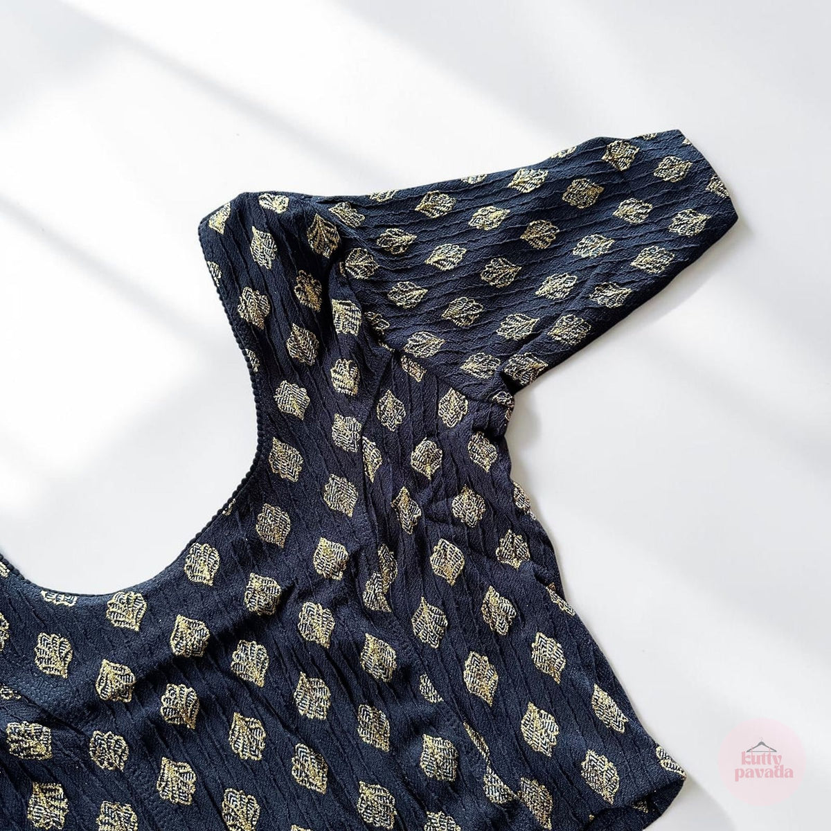 Black & Gold Stretchable Festive Blouse | Ready-to-Wear Blouse