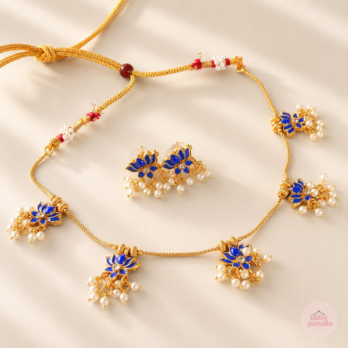 Blue Lotus Necklace & Earring Set