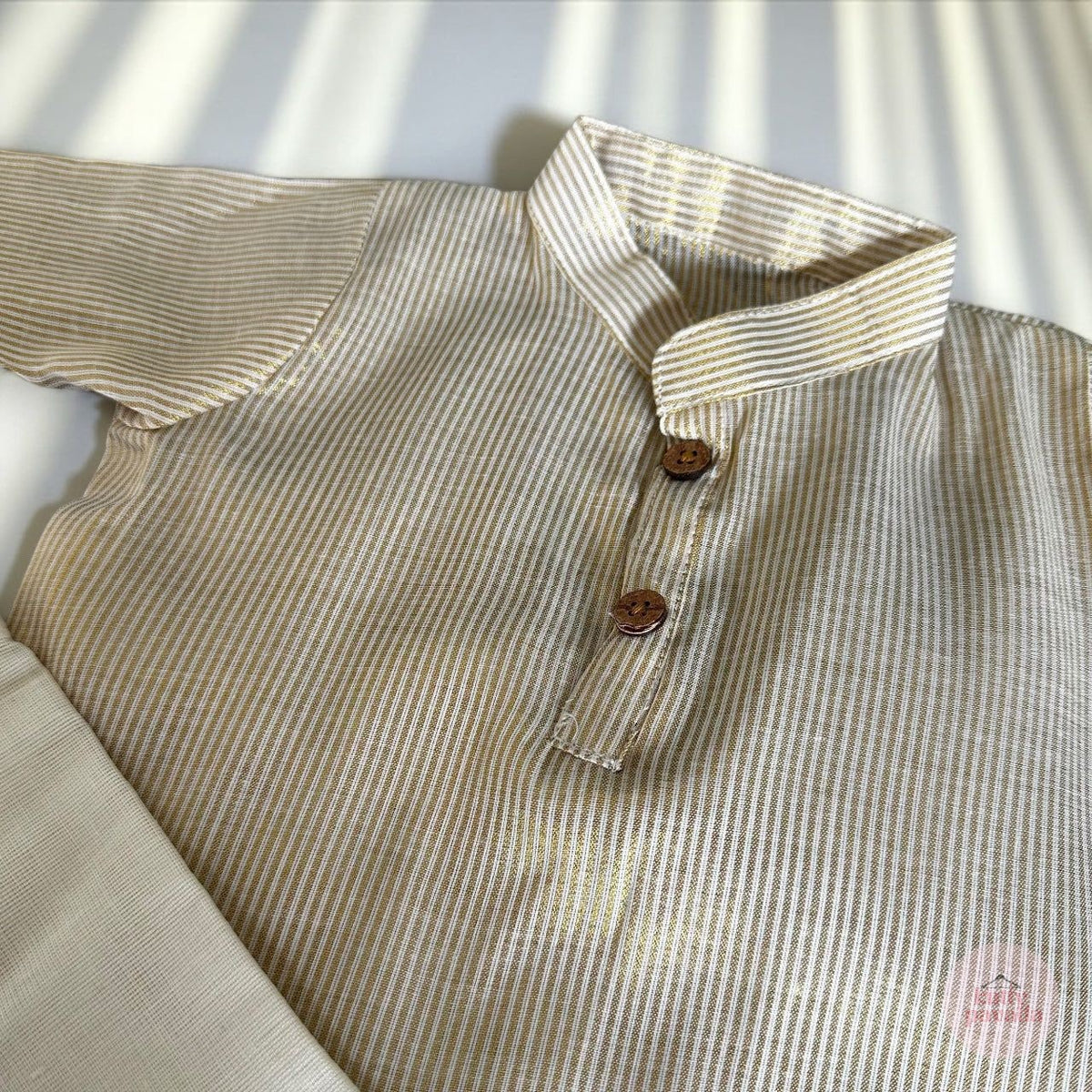 Classic Gold striped Kurta & Mundu Set