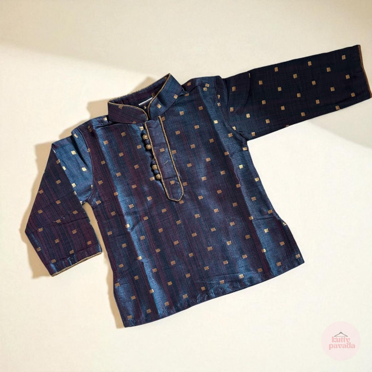 Dark Blue Zari Kurta with Dhoti Pants