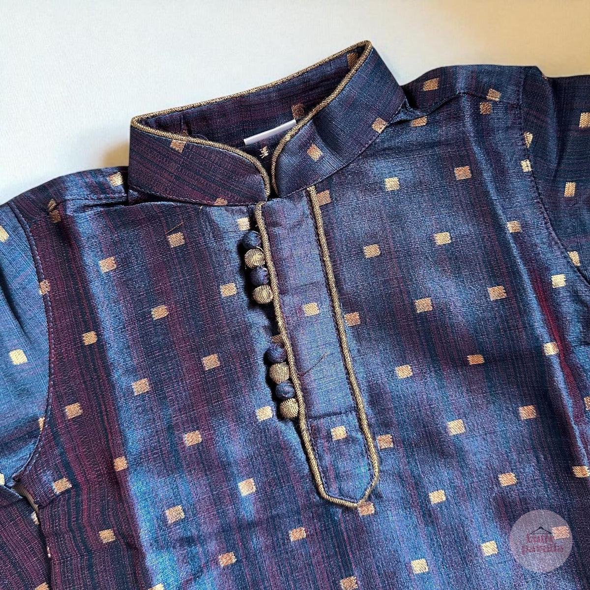 Dark Blue Zari Kurta with Dhoti Pants