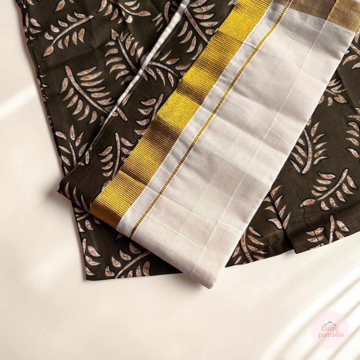 Olive Green Shirt & Mundu Set