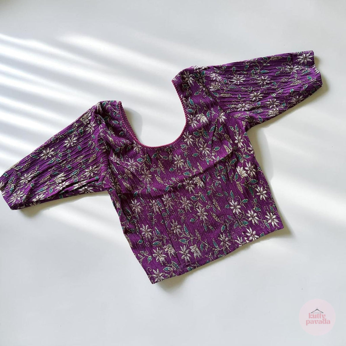 Floral Purple Stretchable Festive Blouse | Ready-to-Wear Blouse