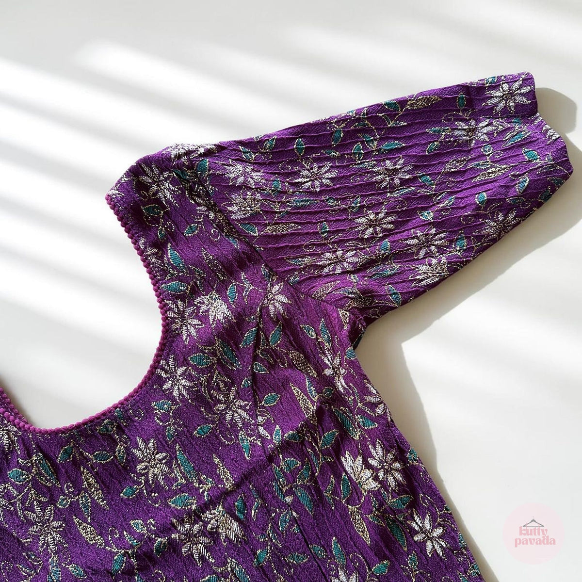 Floral Purple Stretchable Festive Blouse | Ready-to-Wear Blouse