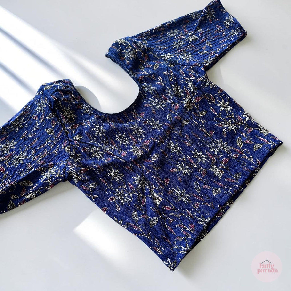 Floral Blue Stretchable Festive Blouse | Ready-to-Wear Blouse