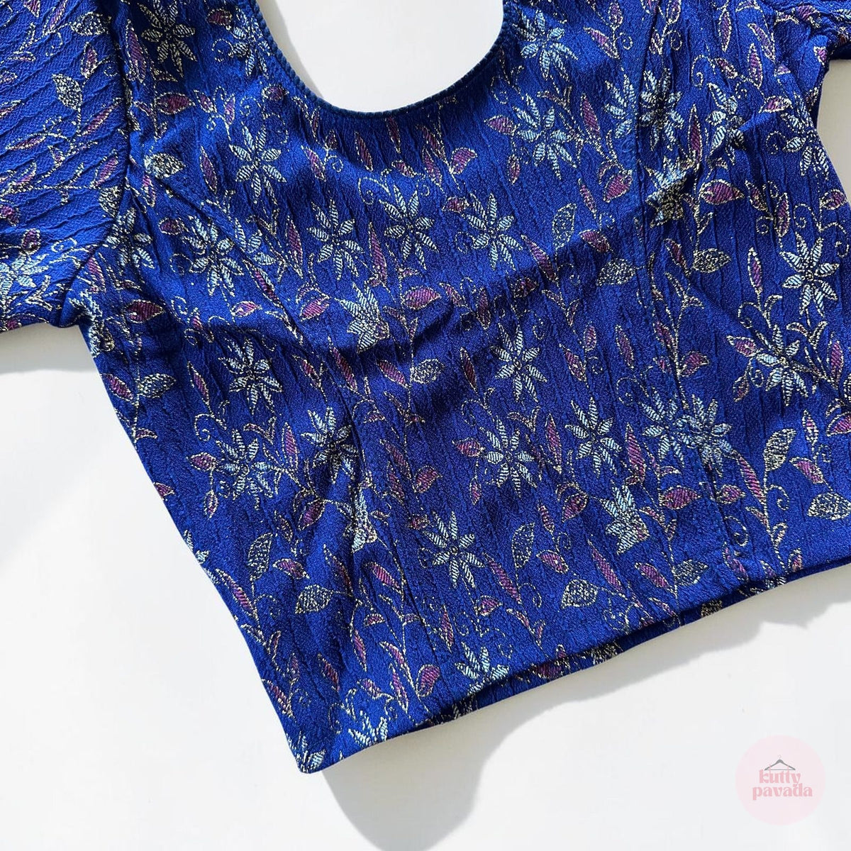Floral Blue Stretchable Festive Blouse | Ready-to-Wear Blouse
