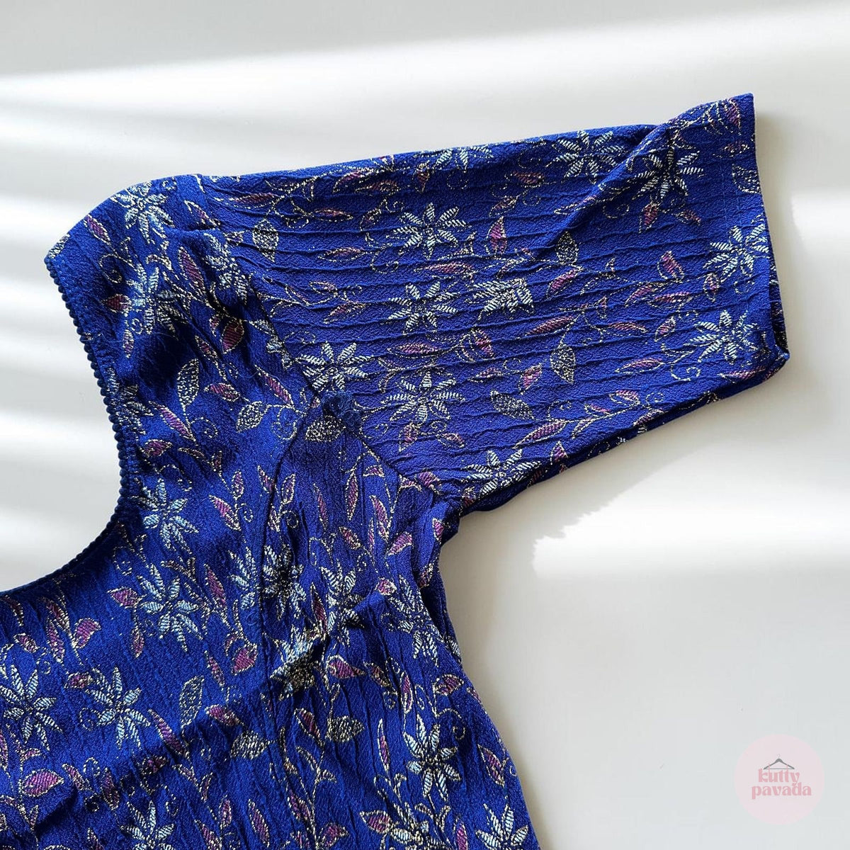 Floral Blue Stretchable Festive Blouse | Ready-to-Wear Blouse