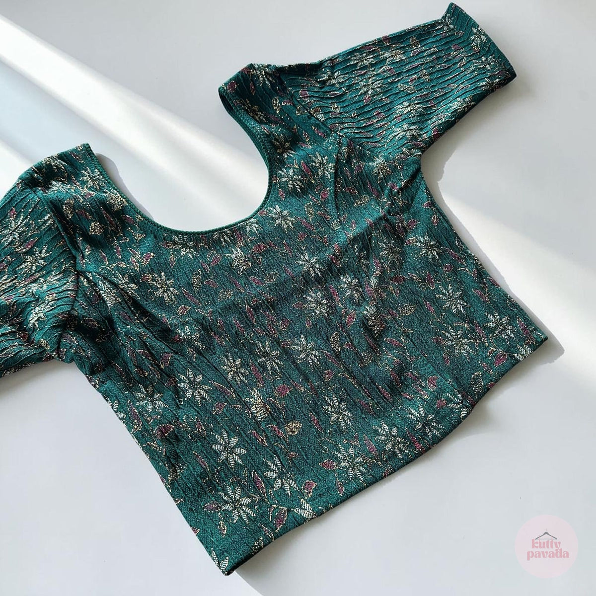 Floral Green Stretchable Festive Blouse | Ready-to-Wear Blouse