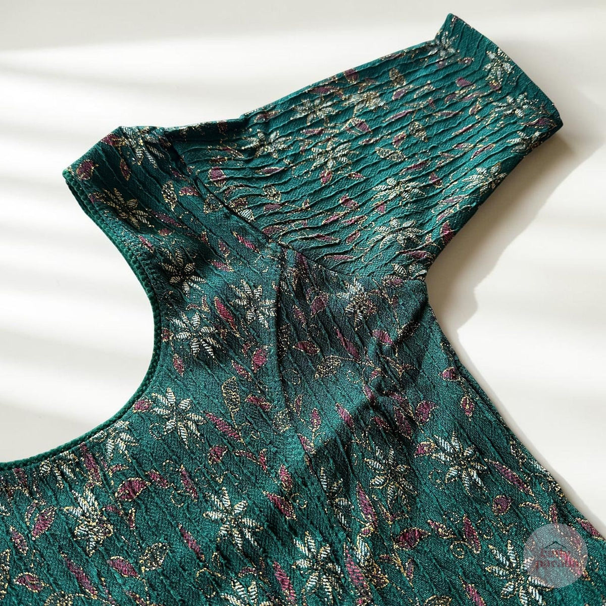 Floral Green Stretchable Festive Blouse | Ready-to-Wear Blouse