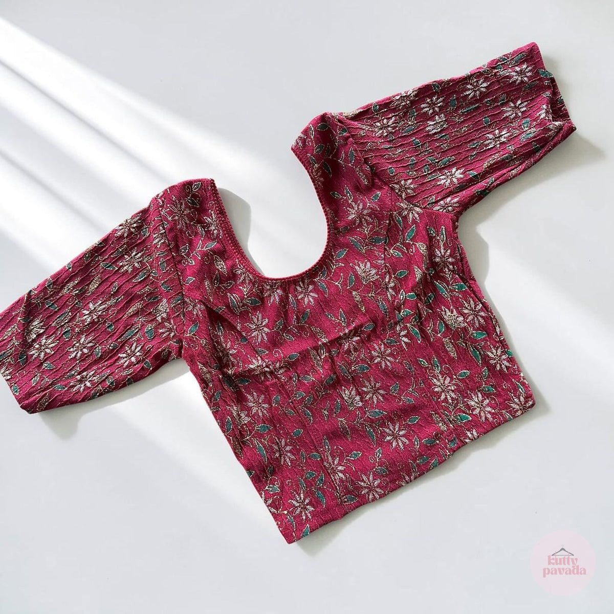 Floral Red Stretchable Festive Blouse | Ready-to-Wear Blouse