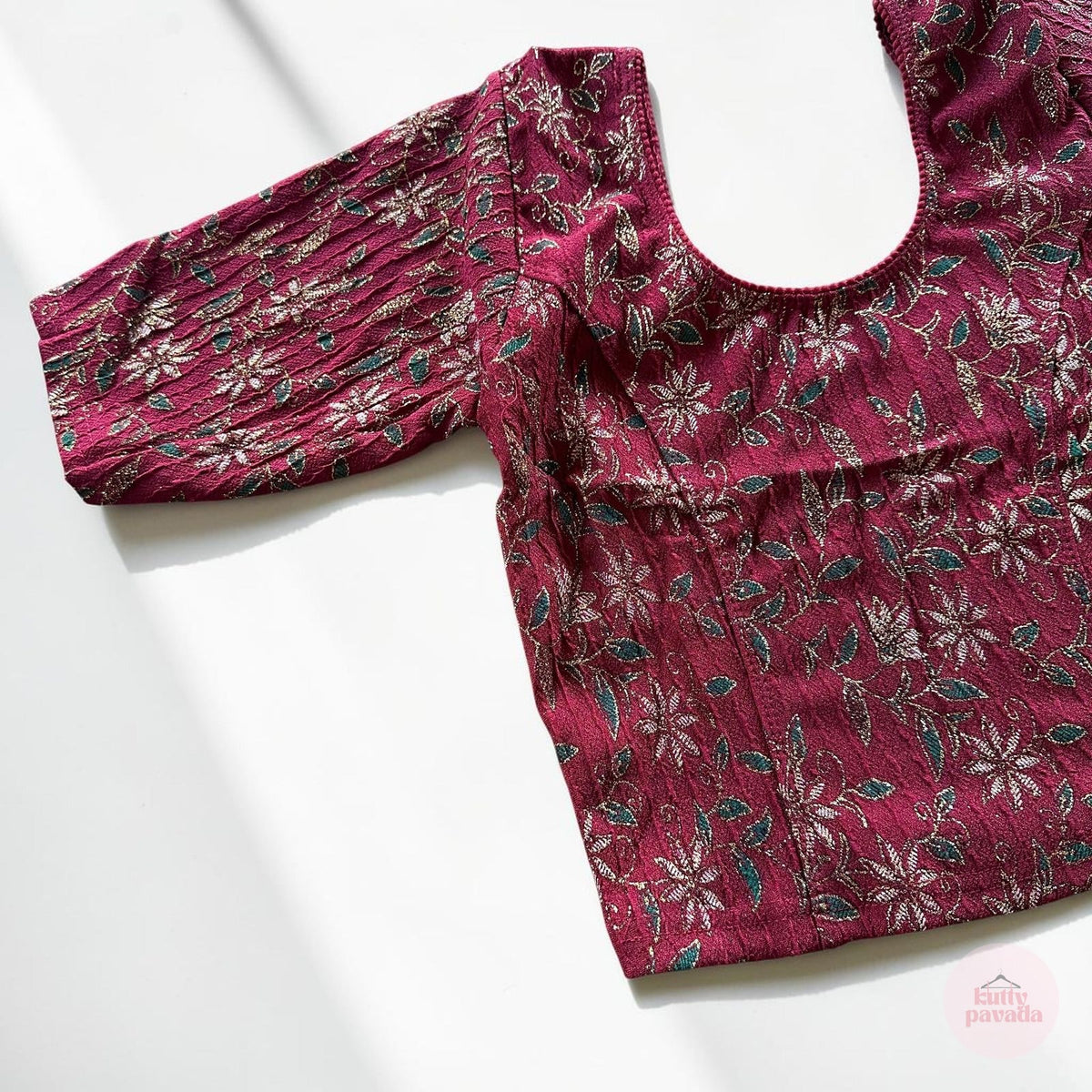 Floral Red Stretchable Festive Blouse | Ready-to-Wear Blouse