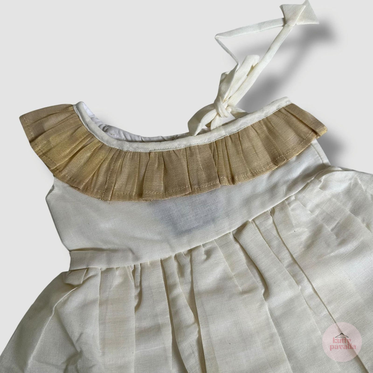 Frill Shoulder Kasavu Frock