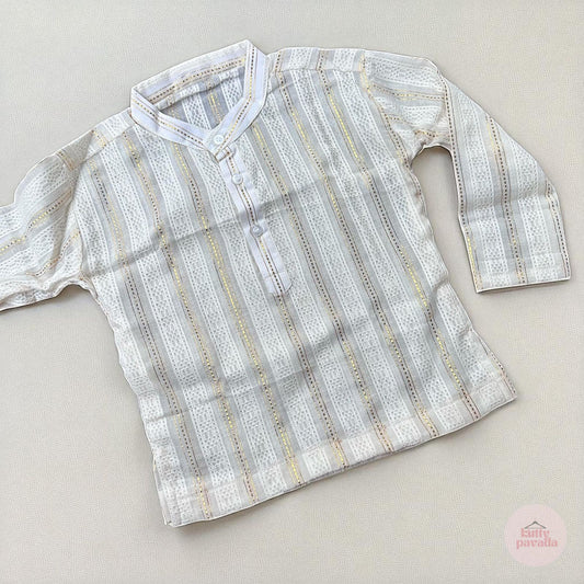 Classic Cream and Gold Textured Kurta