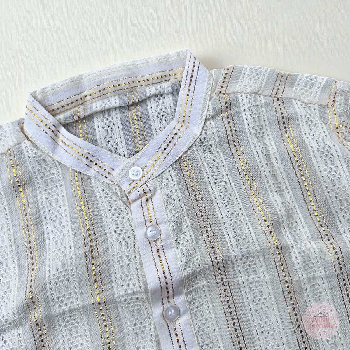 Classic Cream and Gold Textured Kurta