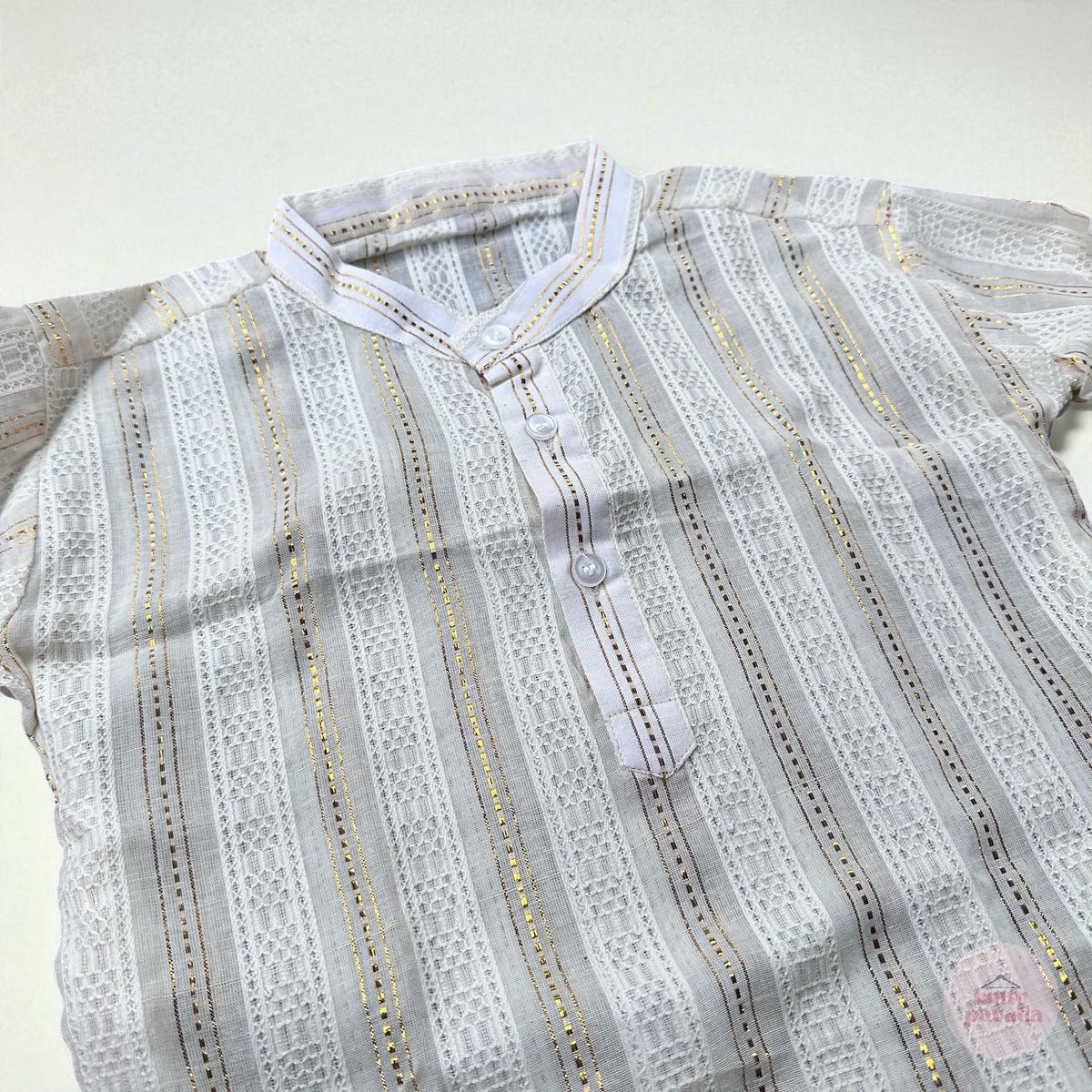 Classic Cream and Gold Textured Kurta
