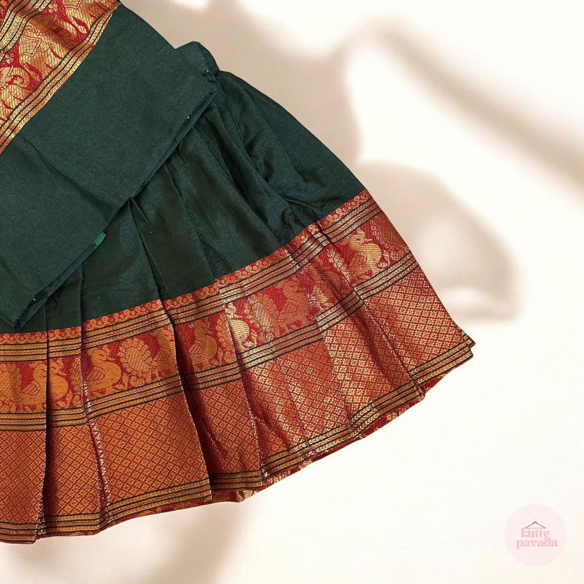 Classic Deep Green Pattu Pavada Set