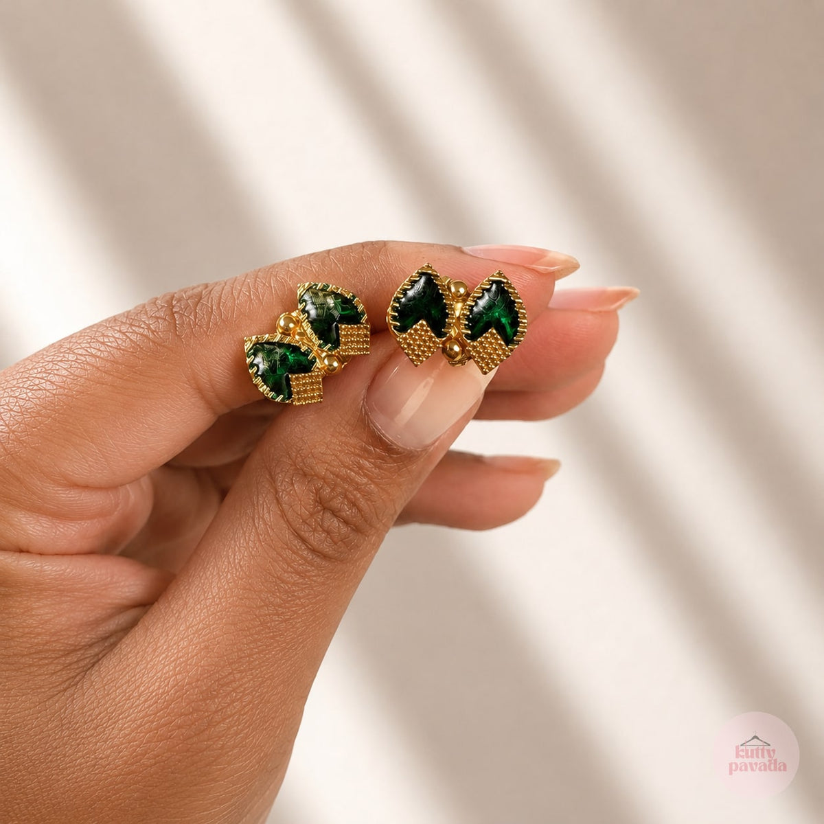 Green Leaf Onam Necklace and Earring Set