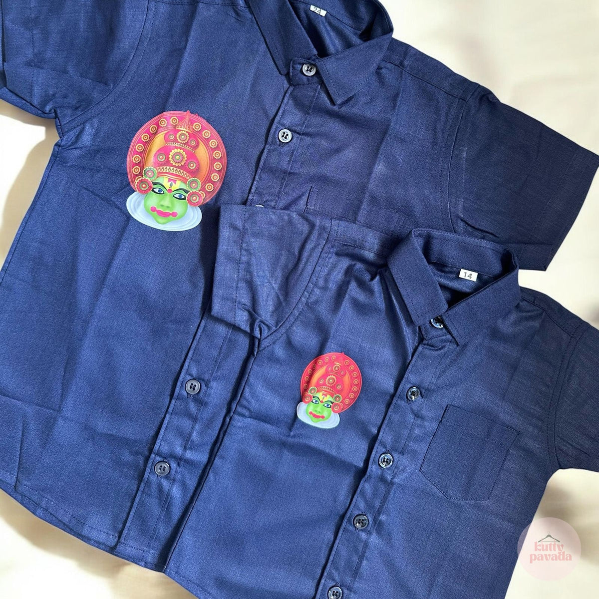 Kathakali Print Dark Blue Shirt